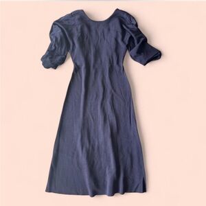 COS Chocolate Brown Midi Dress with Open Back Detail, Sz XS